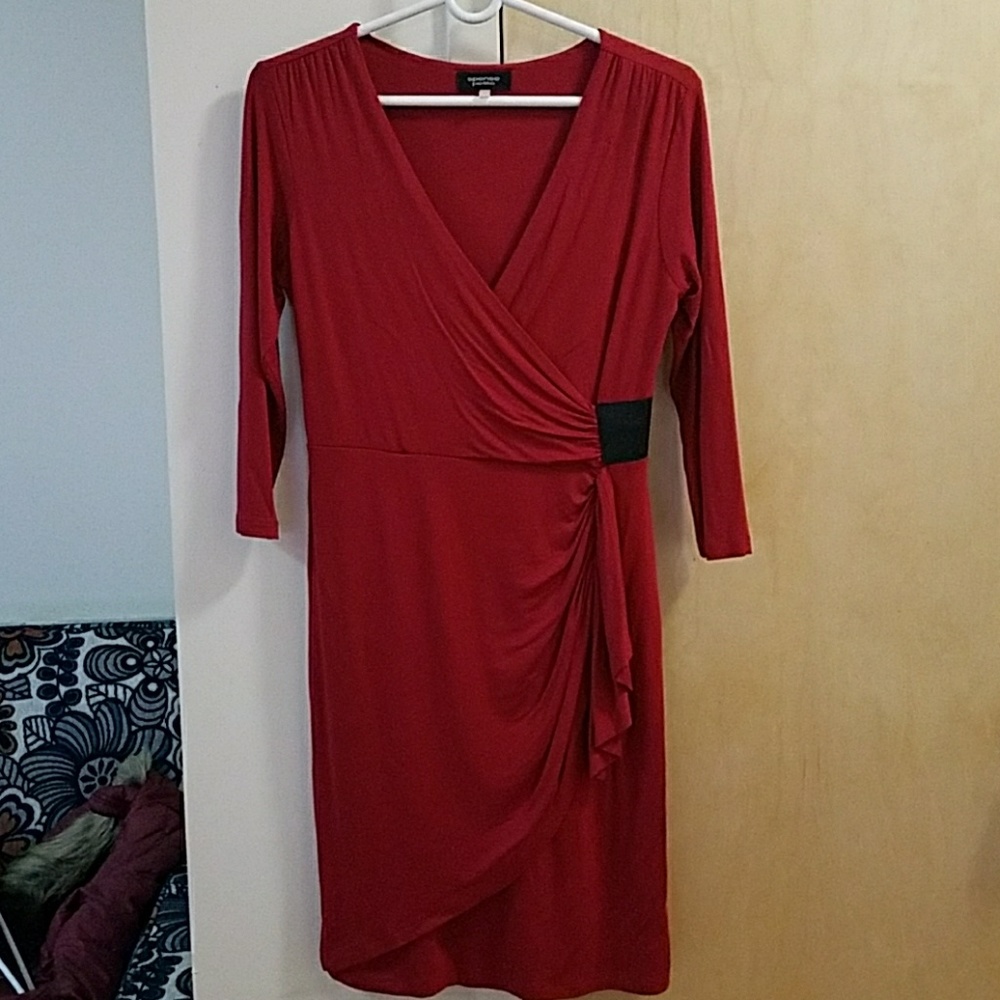 Red, wrap dress